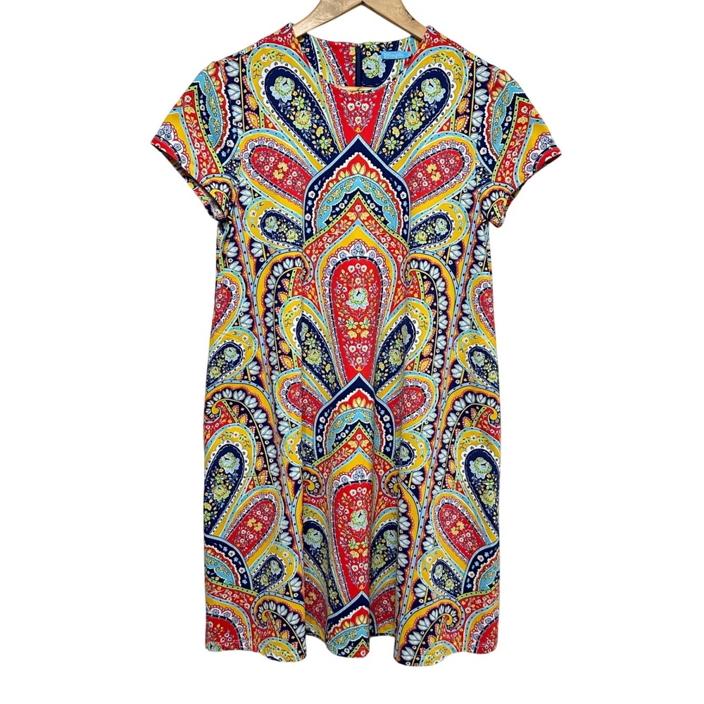 J. McLaughlin‎ Francine Swing Shift Dress Womens M Paisley Catalina Cloth Resort